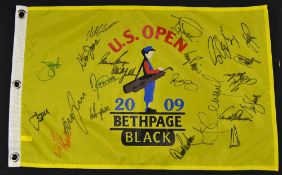 2009 US Open Golf Championship profusely signed pin flag - played at Bethpage Black and signed by 20