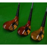 3x Mint restored McGregor DX keyhole woods includes Nos 1 and 2 x No 5 woods