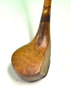 AH Scott of Elie Patent spliced neck brassie in light stained persimmon showing a feint maker's mark