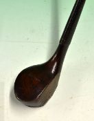 W Park Musselburgh early scare neck bulger brassie with full wrap over brass sole plate, in dark