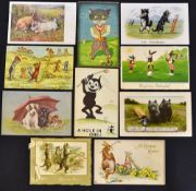 10 x various animal related golfing postcards from the early 1900's to Louis Wain dated 1905, German