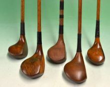 5x assorted socket neck woods to include J Paxton Romford small head golden persimmon baffie, JH