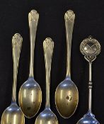 5x silver golf teaspoons - all with cross golf club finials including 4 matching - approx wt 2.75oz