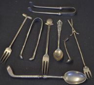 8x assorted and interesting silver golf related cutlery items from the early 1900's onwards to