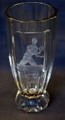 Fine and impressive Table Tennis Tournament prize glass flower vase - engraved with a finely
