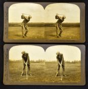 James Braid 5x Open Golf Champion - 2x Stereoscope photographs titled "No. 548-James Braid - Mid