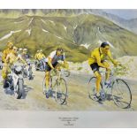 "1952 Tour De France Cycle Race" signed ltd editon colour mezzoprint by Leonard Goff - publ'd 1993