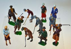 Collection of 10 various lead cold painted golfing figures - some with hinged arms -to include 6x