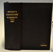 1937 Wisden Cricketers Almanack - 74th edition lacking wrappers but rebound in black cloth boards