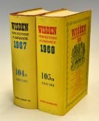 2x Wisden Cricketers Almanacks - 1967 and 1968 original hardbacks complete with their dust jackets