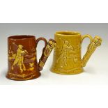 2x Large Ceramic Golfing Tankards one stamped Dartmouth Pottery the bears nor makers mark, both