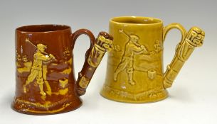 2x Large Ceramic Golfing Tankards one stamped Dartmouth Pottery the bears nor makers mark, both