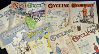 Collection of early "Cycling" magazines from 1916 to incl Vol LII nos 1329-1335, 1338 -1345, and