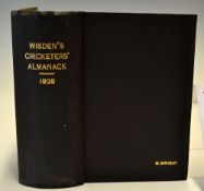 1929 Wisden Cricketers Almanack - 66th edition lacking wrappers but rebound in black cloth boards