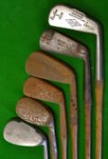 6x assorted irons to include a Truline mussel back rustless niblick 1 iron, a Maxwell flange