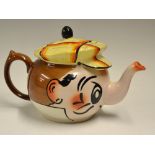 Wade hand painted Andy Capp tea pot - fitted with a cap lid - 5.25"h (G)