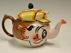 Wade hand painted Andy Capp tea pot - fitted with a cap lid - 5.25"h (G)