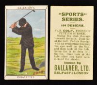 Scarce 1912 Gallaher Ltd golf cigarette cards - "Sports Series" comprising nos 1 to 10 golf swing