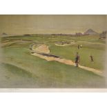 Aldin, Cecil (1870-1935) NORTH BERWICK GOLF COURSE - original colour lithograph publ'd 1920's by