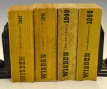 4x Wisden Cricketers Almanacks from 1947 to 1950 - all with original cloth covers, '48 covers