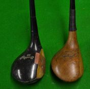 Unusual John Letters signature No 4 persimmon wood with twin tapered steel coated shaft c.1940, t/