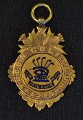 1905 Troon Golf Club gold and enamel medal - hallmarked 9ct and stamped with makers assay mark