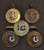 Collection of 5x various L.G.U Handicap silver, silver plate and bronze golf pin badges - to include