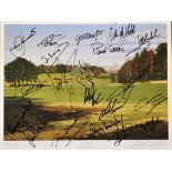 Sunningdale Golf Course colour print signed by both teams (20) for the Inaugural 2000 Seve Trophy