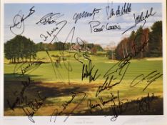 Sunningdale Golf Course colour print signed by both teams (20) for the Inaugural 2000 Seve Trophy