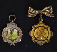 2x silver and enamel golfing medals to include 1910 Monthly Medal engraved "H. Hambleton 65-10=