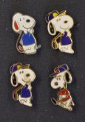 4x Snoopy golfing enamel pin badges - in various poses