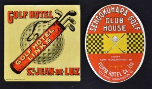 2x unused Golf Luggage Labels to incl Golf Hotel St Jean-De-Luz c. 1920's and Sengokuhara Golf