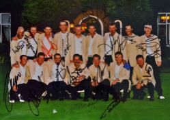 2002 European Ryder Cup Team signed press photograph - signed by all 16 players incl captain and