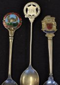 1938 Machrihanish Golf Club silver golf tea spoon plus 2x other silver and enamel golf teaspoons for