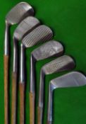 Jerko ridged face mashie t/w 5x various irons including a Gibson Kinghorn superior mashie niblick