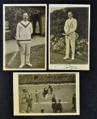 3x 1920's Trim Wimbledon tennis postcards 2 signed by Kinscote and Godfree the first players to play