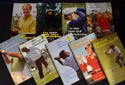 9x Open Golf Championship Golf programmes from 1974 onwards to incl '74 Royal Lytham (Player), '75