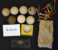 Collection of various square mesh golf balls and tees to incl an unused Dunlop Square Mesh golf