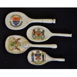 4x Tennis Souvenir Crested Ware ceramic tennis rackets - to include a fishtail with the Bath