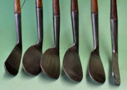 6x cleaned various irons to include 3x niblicks and a mashie niblick by makers Forgan, Anderson of