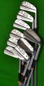 9x Fred Daly John Letters Master stainless model irons c.1955 from 2-9 plus SI, with slotted sole,