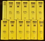 11x Wisden Cricketer's Almanacks from 1980 to 1990 - all hard backs c/w dust jackets (VG)