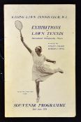 1934 International Lawn Tennis Exhibition Signed Programme - played at Ealing Lawn Tennis Club &