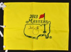 2012 US Masters Golf Championship profusely signed pin flag - signed by 21 past major winners to
