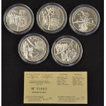 2003 Tour De France Centenary Racing Cycling collection of 5x one and half euros silver coins made