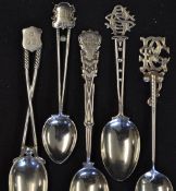 5x various silver golf club teaspoons all with decorative finials and golf club stems to incl R.G.