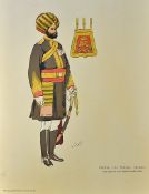 India - Military lithograph of Sikh Officer of the 5th Punjab Cavalry a stunning lithograph of a