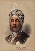 India and Punjab - Maharajah Duleep Singh Lithograph a coloured antique lithograph of the Sikh ruler