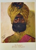 India - Military German prisoners Captured Sikh Officer lithograph a stunning lithograph of a Sikh