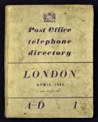 1951 Post Office London Telephone Directory A-D 1, date April 1951 Call Office Copy, covers have